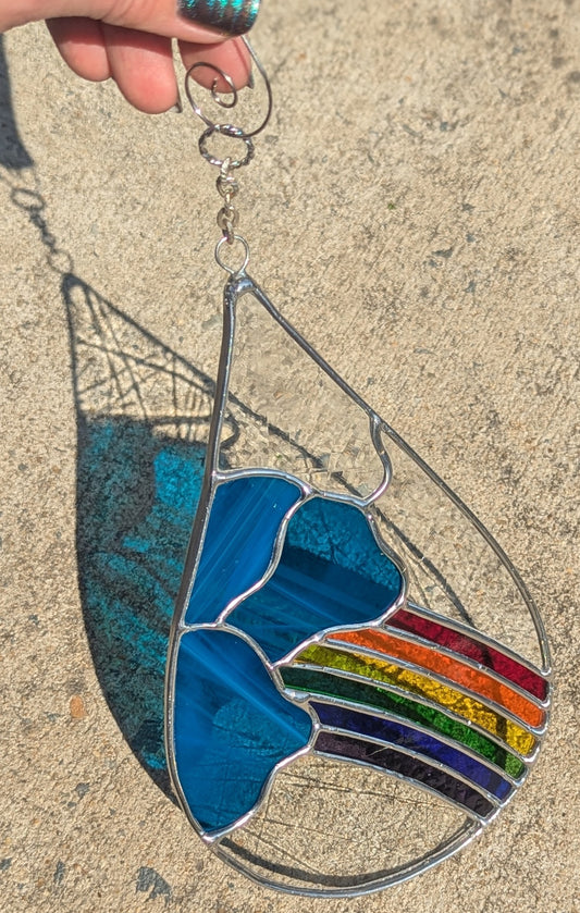 Artiqued Blue Rainbow Droplet