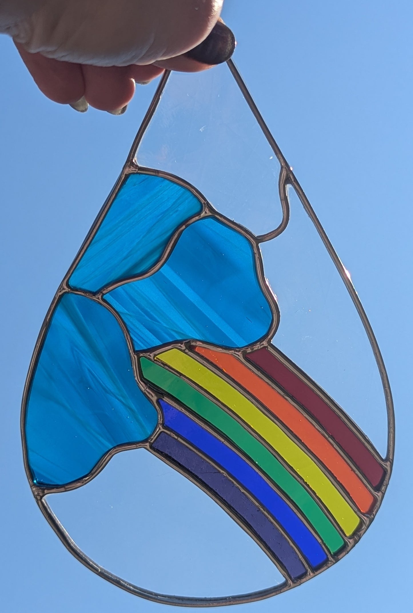Artiqued Blue Rainbow Droplet